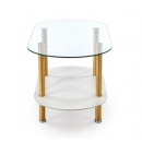 Стол журнальный HALMAR DUCAT белый мрамор/прозрачный/золотой